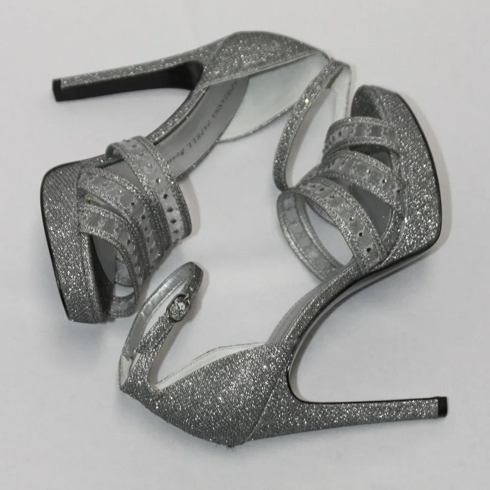 Adrianna Papell Boutique Silver Sparkle Platforms